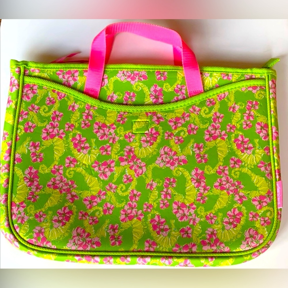 Lilly Pulitzer Floral Seahorse Floater Neoprene Padded Comp Laptop Bag Pouch